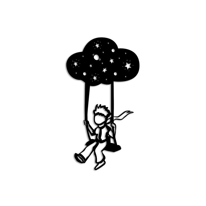 Wallity The Little Prince 6 Escultura de Pared en Metal Negro
